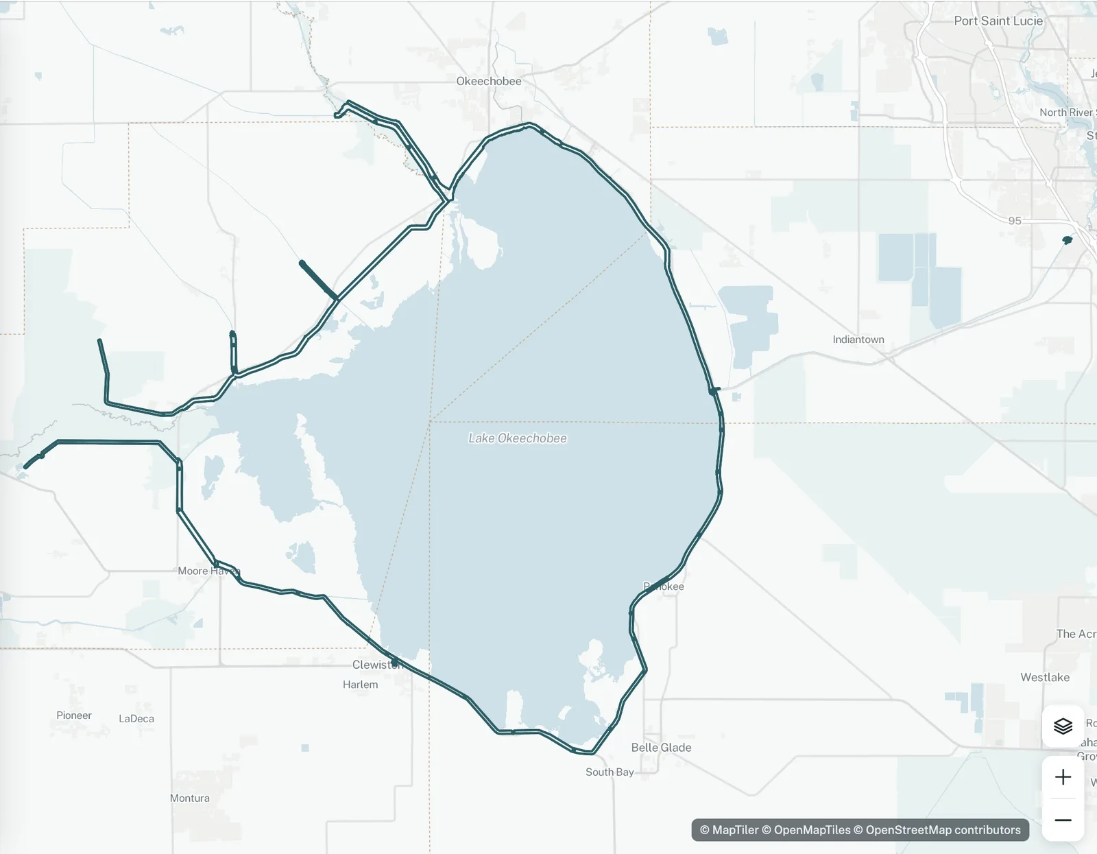 ForeSITE Management Plans: survey tracks recorded around a managed waterbody